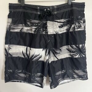 Joe Boxer Black Tropical Swim Trunks Board Shorts Size Large Summer Vacation